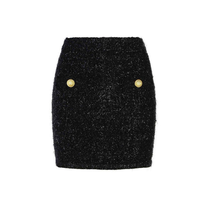 Balmain Black Cotton Mini Skirt Balmain
