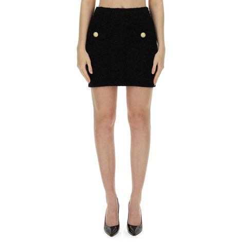 Balmain Black Cotton Mini Skirt Balmain