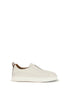 Santoni White Calf Leather Bos Taurus Low Top Sneakers