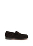 Santoni Brown Calf Leather Bos Taurus Slip-On Loafers Santoni