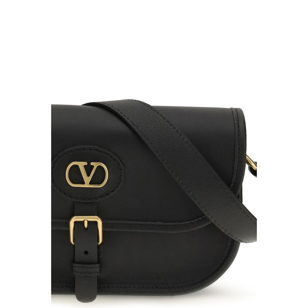 Valentino Garavani Black Calf Leather Bos Taurus Shoulder Bag Valentino Garavani