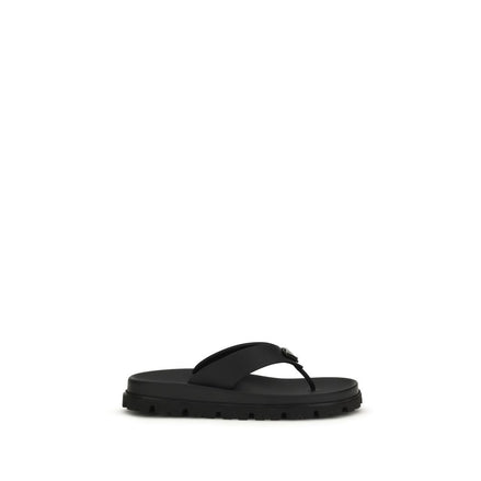 Prada schwarze Flip-Flop-Sandalen aus Gummi