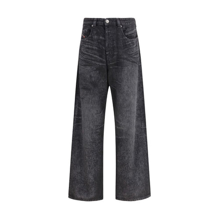 Diesel Black Cotton Relaxed Fit Jeans Diesel