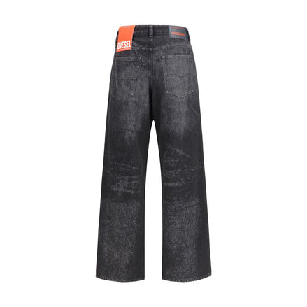 Diesel Black Cotton Relaxed Fit Jeans Diesel