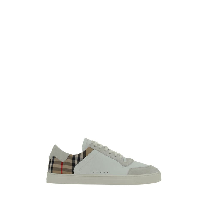 Burberry White Calf Leather Bos Taurus Low Top Sneakers Burberry