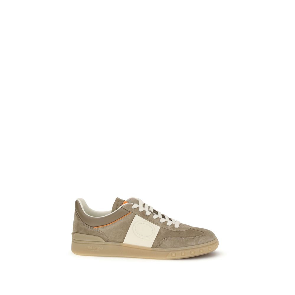 Valentino Garavani Beige Calf Leather Bos Taurus Low Top Sneakers Valentino Garavani