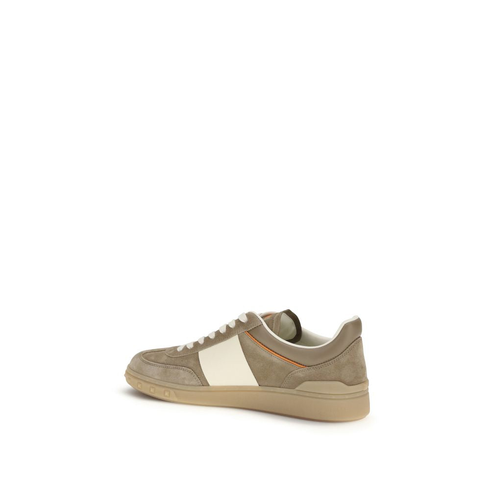 Valentino Garavani Beige Calf Leather Bos Taurus Low Top Sneakers Valentino Garavani