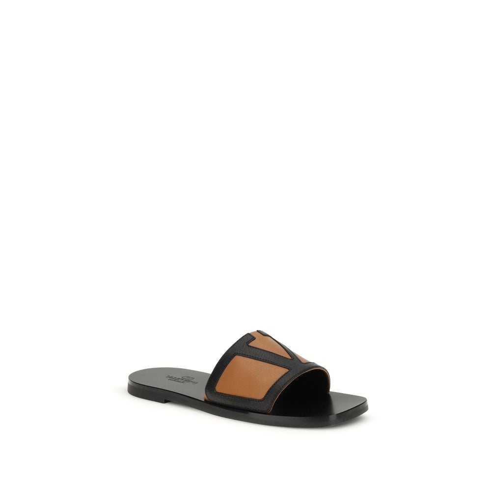 Valentino Garavani Black Calf Leather Bos Taurus Sandals Valentino Garavani