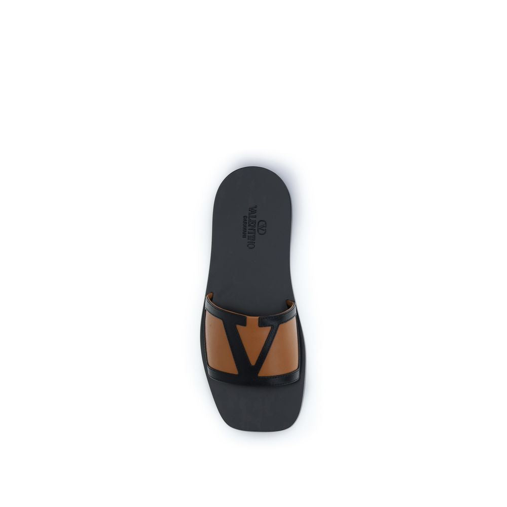 Valentino Garavani Black Calf Leather Bos Taurus Sandals Valentino Garavani