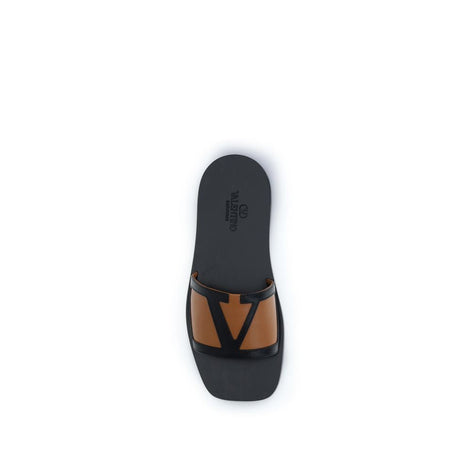 Valentino Garavani Black Calf Leather Bos Taurus Sandals Valentino Garavani