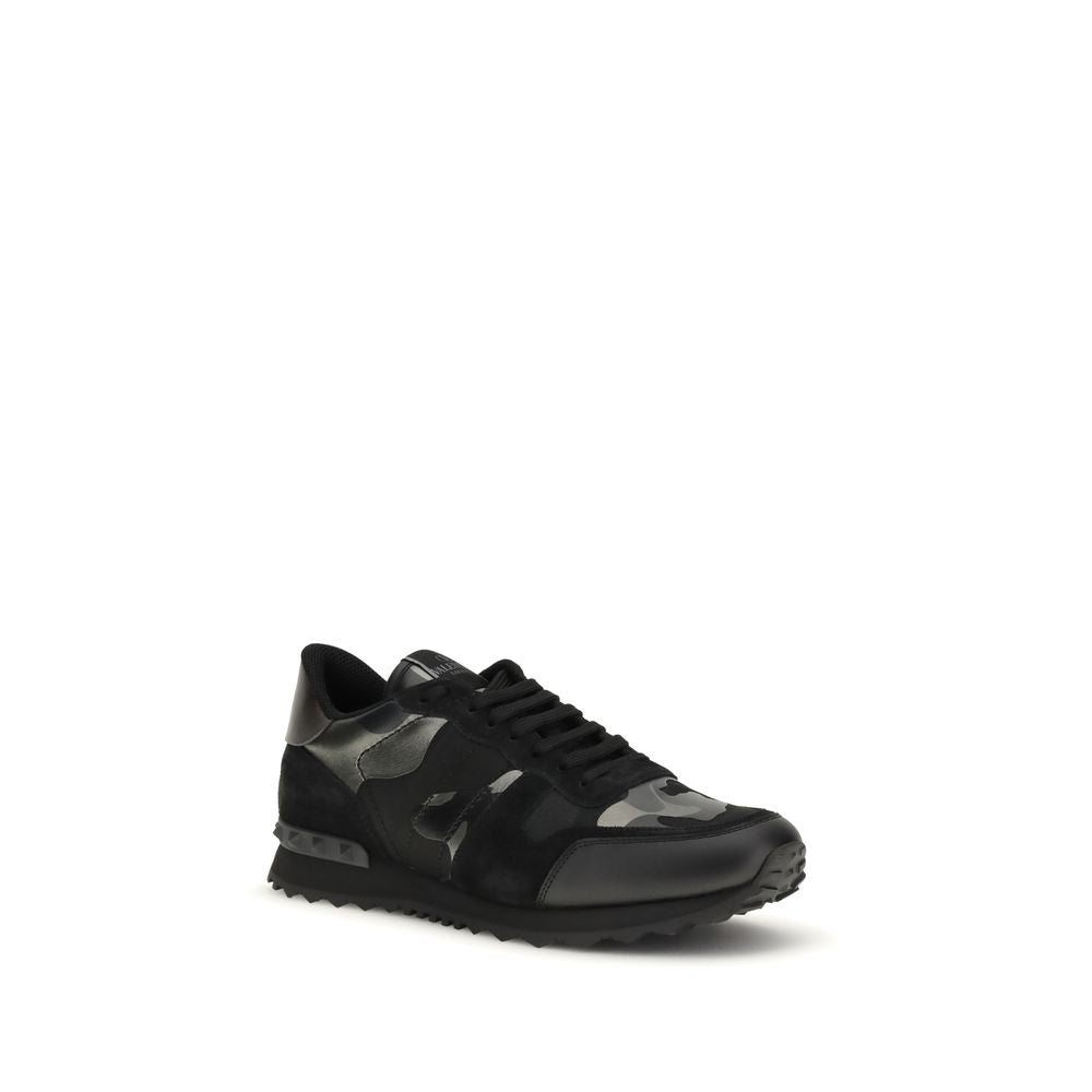 Valentino Garavani Black Calf Leather Bos Taurus Athletic Sneakers Valentino Garavani