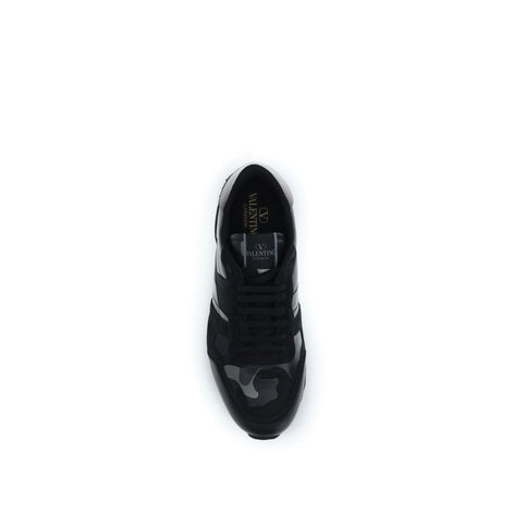 Valentino Garavani Black Calf Leather Bos Taurus Athletic Sneakers Valentino Garavani