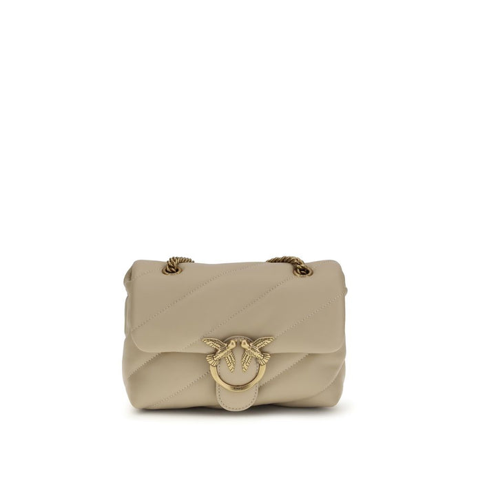 PINKO Beige Calf Leather Bos Taurus Shoulder Bag