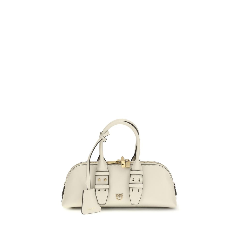 PINKO Cream Calf Leather Bos Taurus Handbag