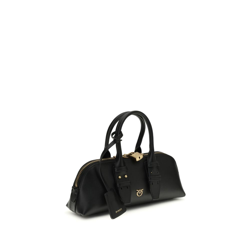 PINKO Black Calf Leather Bos Taurus Handbag