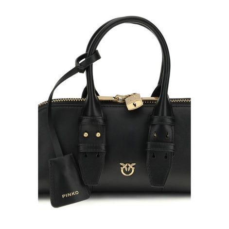 PINKO Black Calf Leather Bos Taurus Handbag