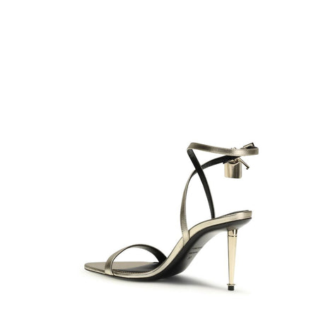 Tom Ford Gold Calf Leather Bos Taurus Stiletto Heel Sandals Tom Ford