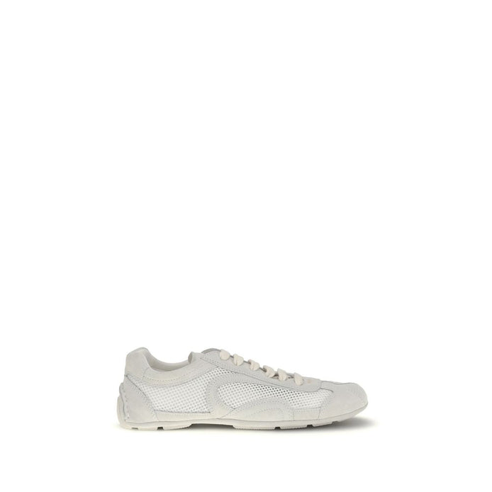 Prada White Fabric Low Top Sneakers Prada
