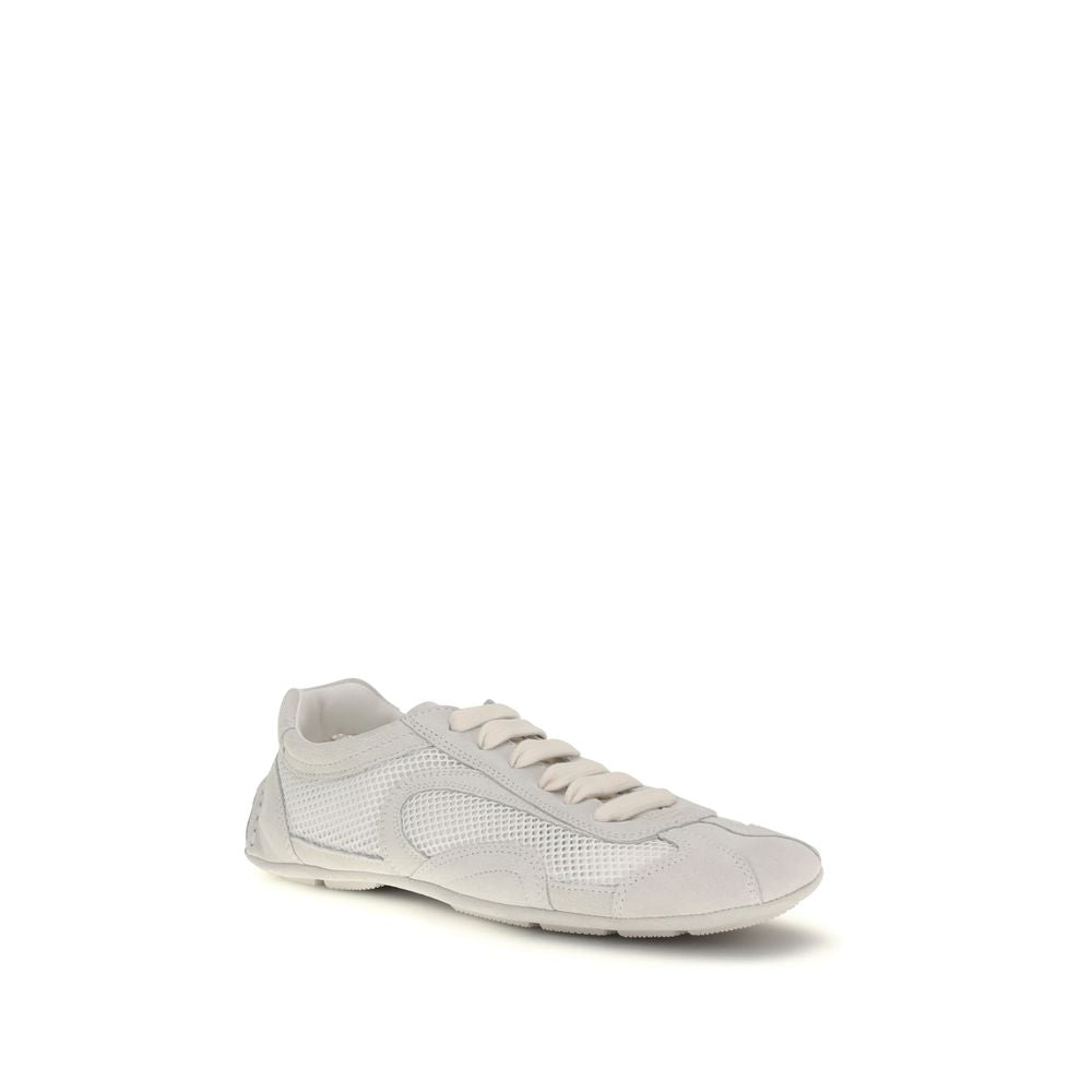 Prada White Fabric Low Top Sneakers Prada