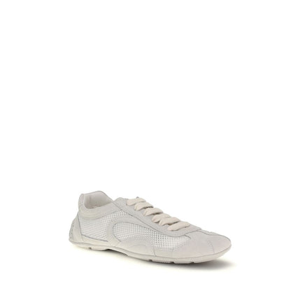 Prada White Fabric Low Top Sneakers Prada