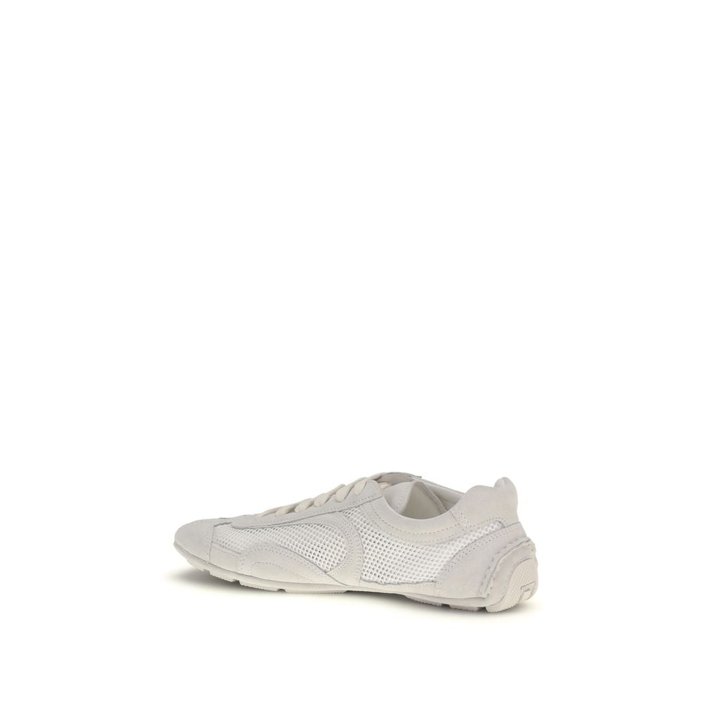 Prada White Fabric Low Top Sneakers Prada