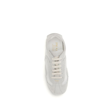 Prada White Fabric Low Top Sneakers Prada