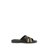 Burberry Black Calf Leather Bos Taurus Flat Sandals Burberry