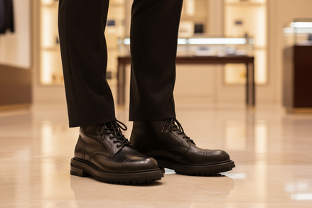 Dolce &amp; Gabbana Schnürstiefel aus schwarzem Kalbsleder