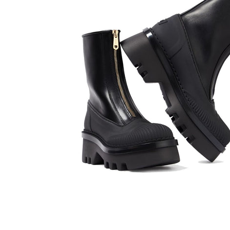 Chloé Black Calfskin Lace-Up Boots Chloé