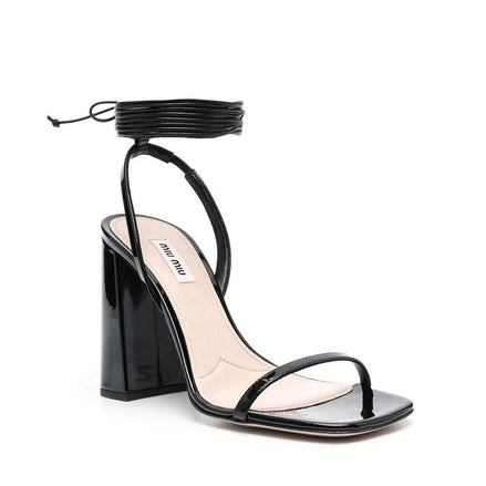 Miu Miu Black Calfskin Platform Sandals Miu Miu