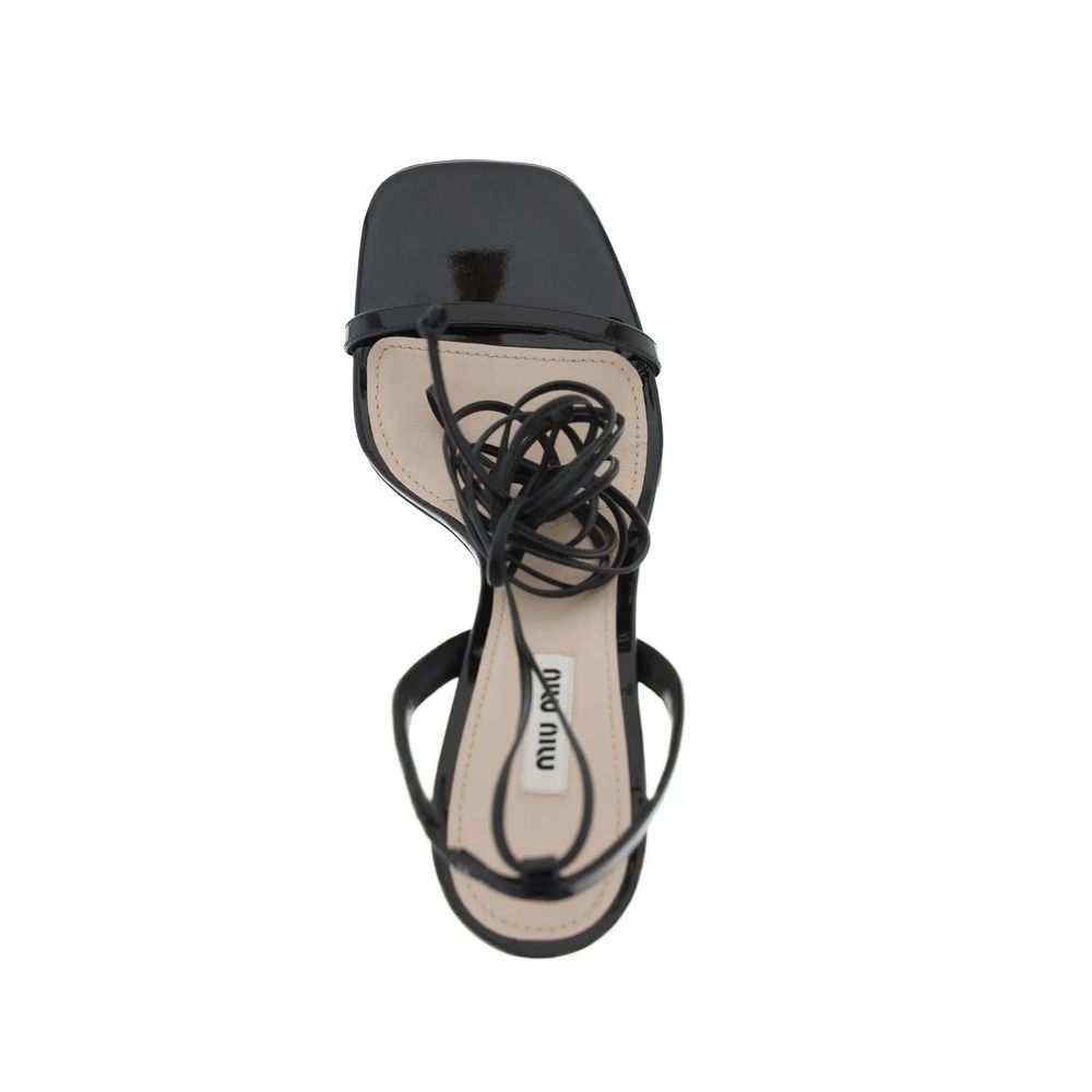 Miu Miu Black Calfskin Platform Sandals Miu Miu