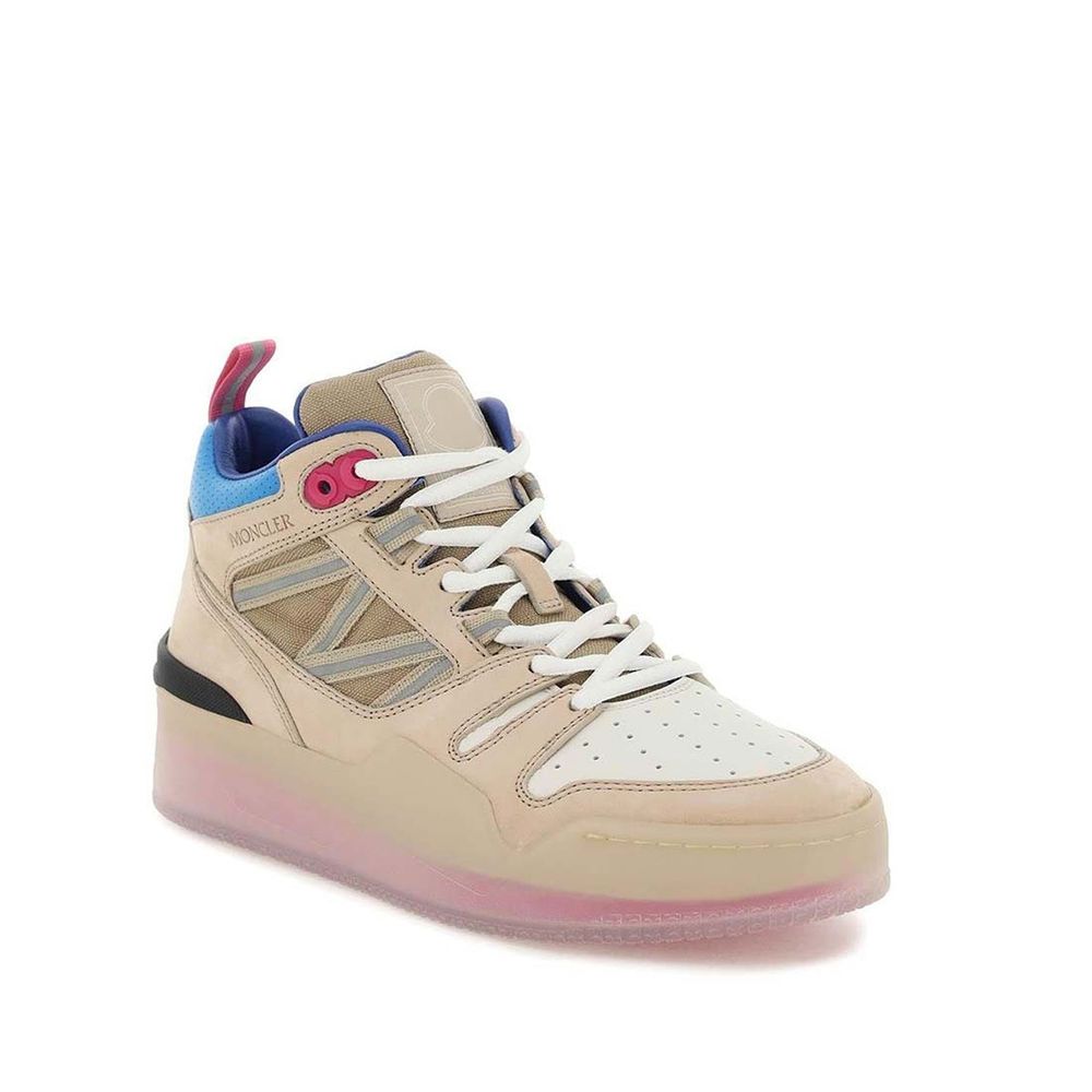 Moncler Beige Leather High Top Sneakers Moncler