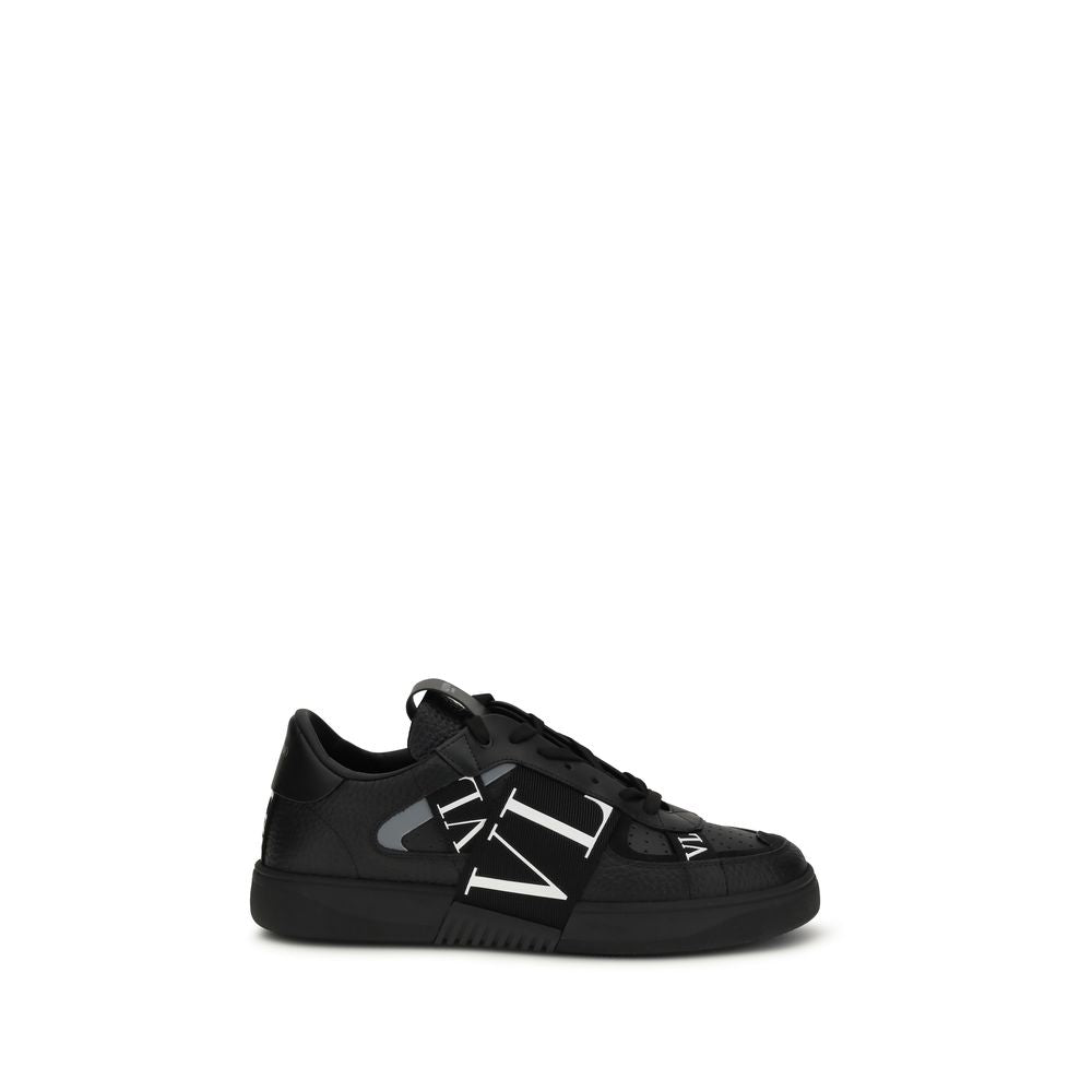 Valentino Garavani Black Calf Leather Bos Taurus Low Top Sneakers Valentino Garavani