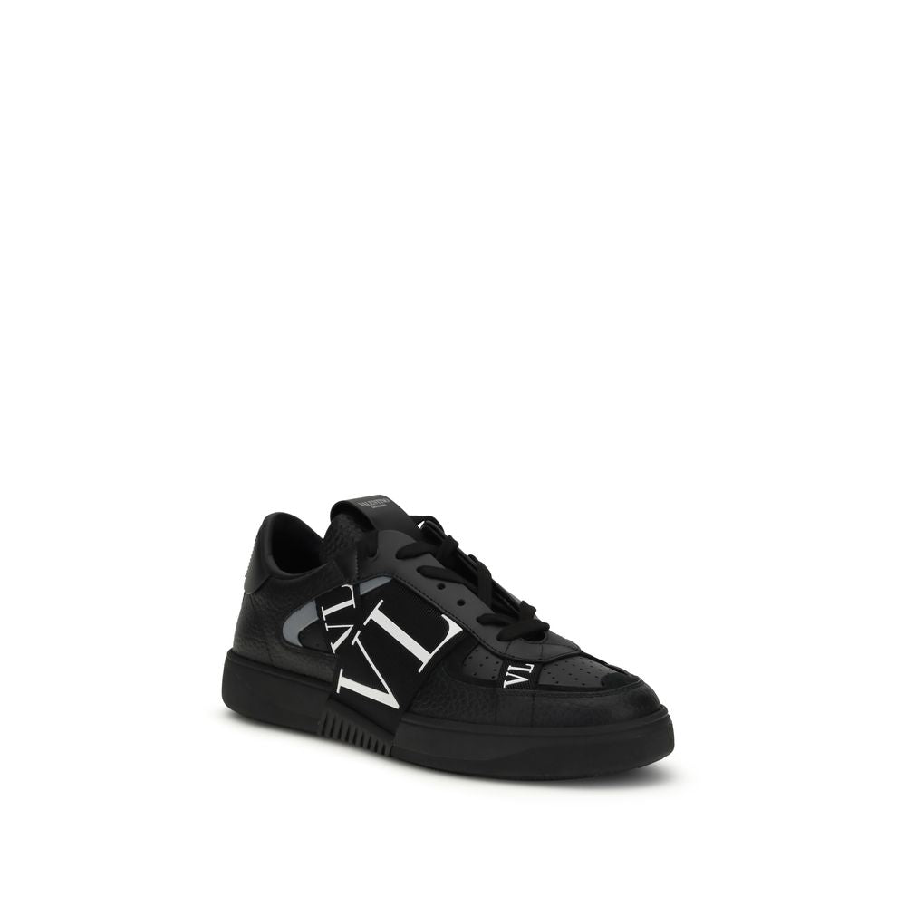 Valentino Garavani Black Calf Leather Bos Taurus Low Top Sneakers Valentino Garavani