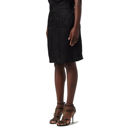 Saint Laurent Black Copper Midi Skirt Saint Laurent