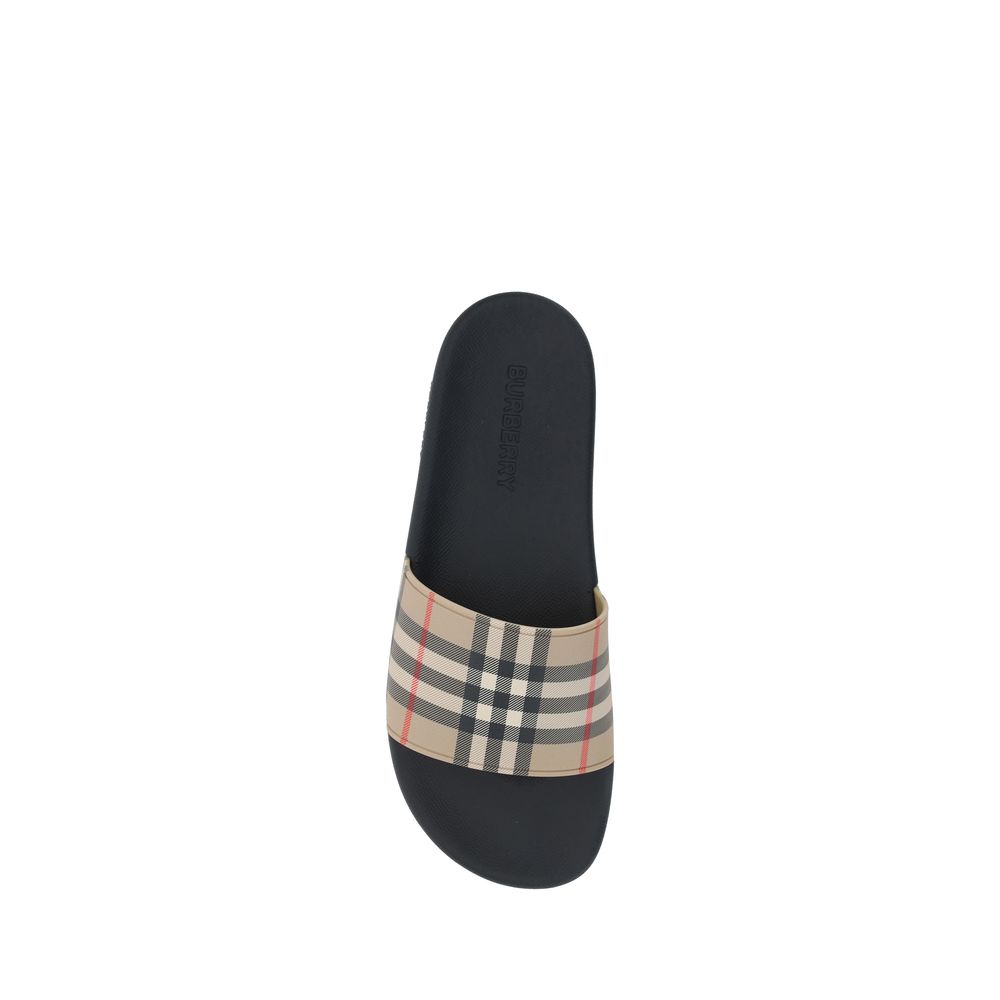 Burberry braune flache Gummisandalen