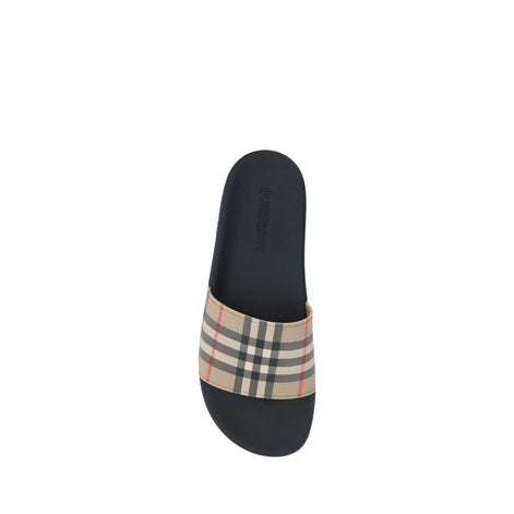 Burberry braune flache Gummisandalen