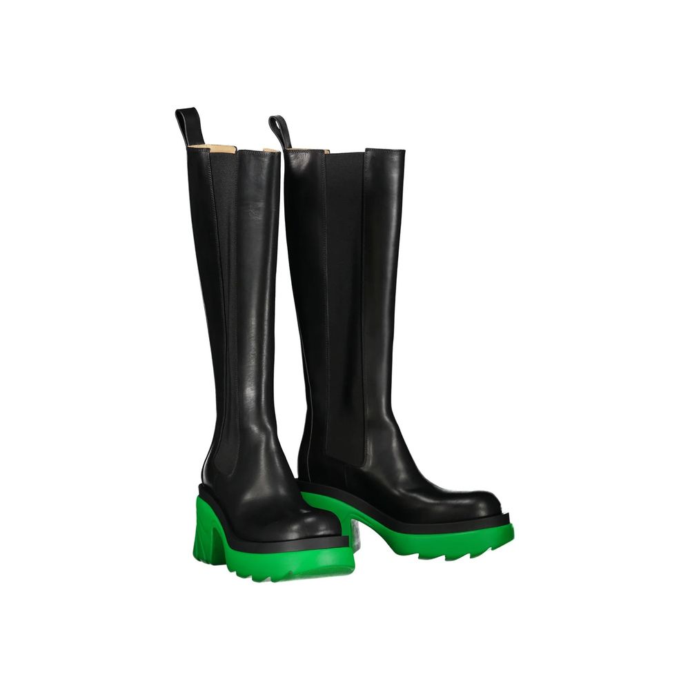 Bottes hautes en cuir noir Bottega Veneta