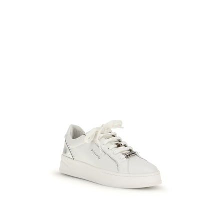 PINKO Bos Taurus Low-Top-Sneaker aus weißem Kalbsleder