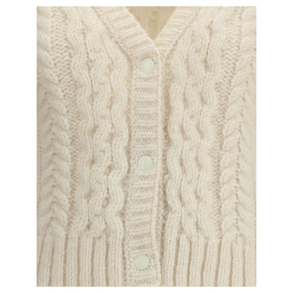 Moncler Cardigan crème en alpaga Vicugna Pacos