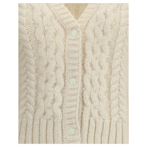 Moncler Cardigan crème en alpaga Vicugna Pacos