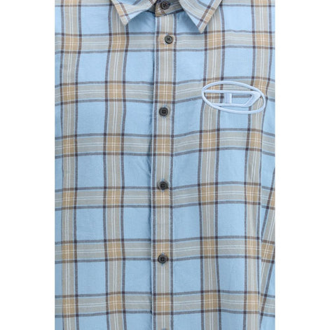 Diesel Light Blue Cotton Pattern Shirt