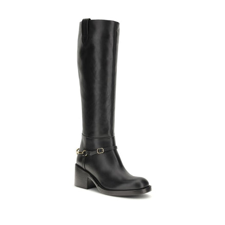 Chloé Black Calf Leather Bos Taurus Lace-Up Boots