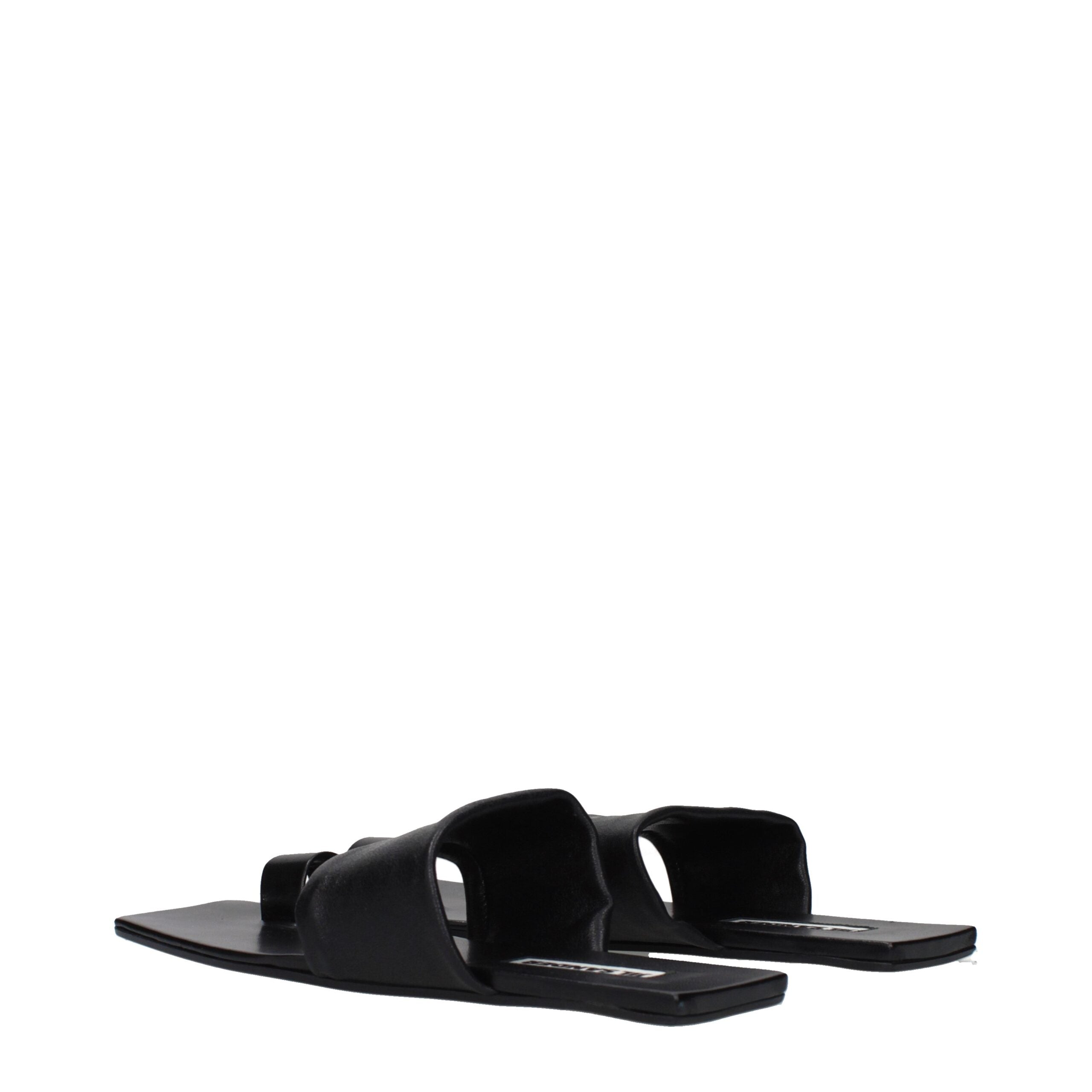 Jil Sander Black Leather Sandals