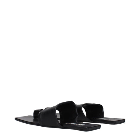 Jil Sander Black Leather Sandals