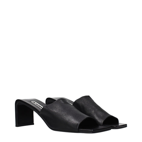 Jil Sander Black Leather Stiletto Heel Sandals
