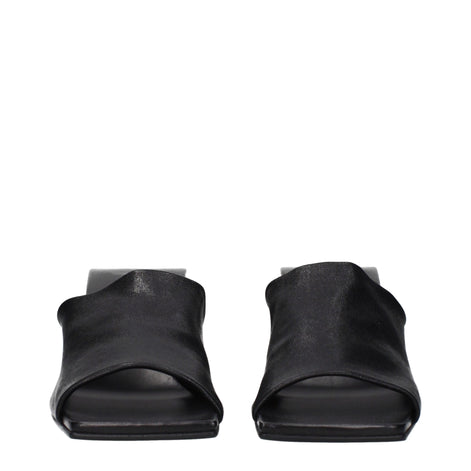 Jil Sander Black Leather Stiletto Heel Sandals