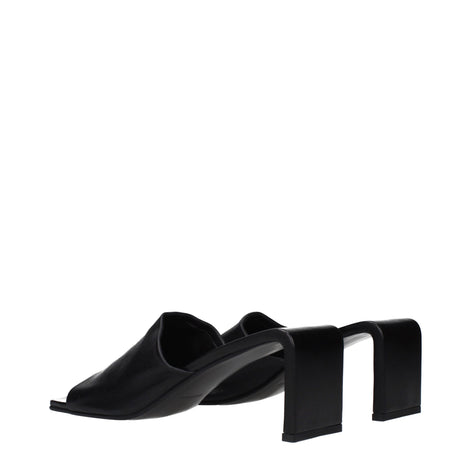 Jil Sander Black Leather Stiletto Heel Sandals