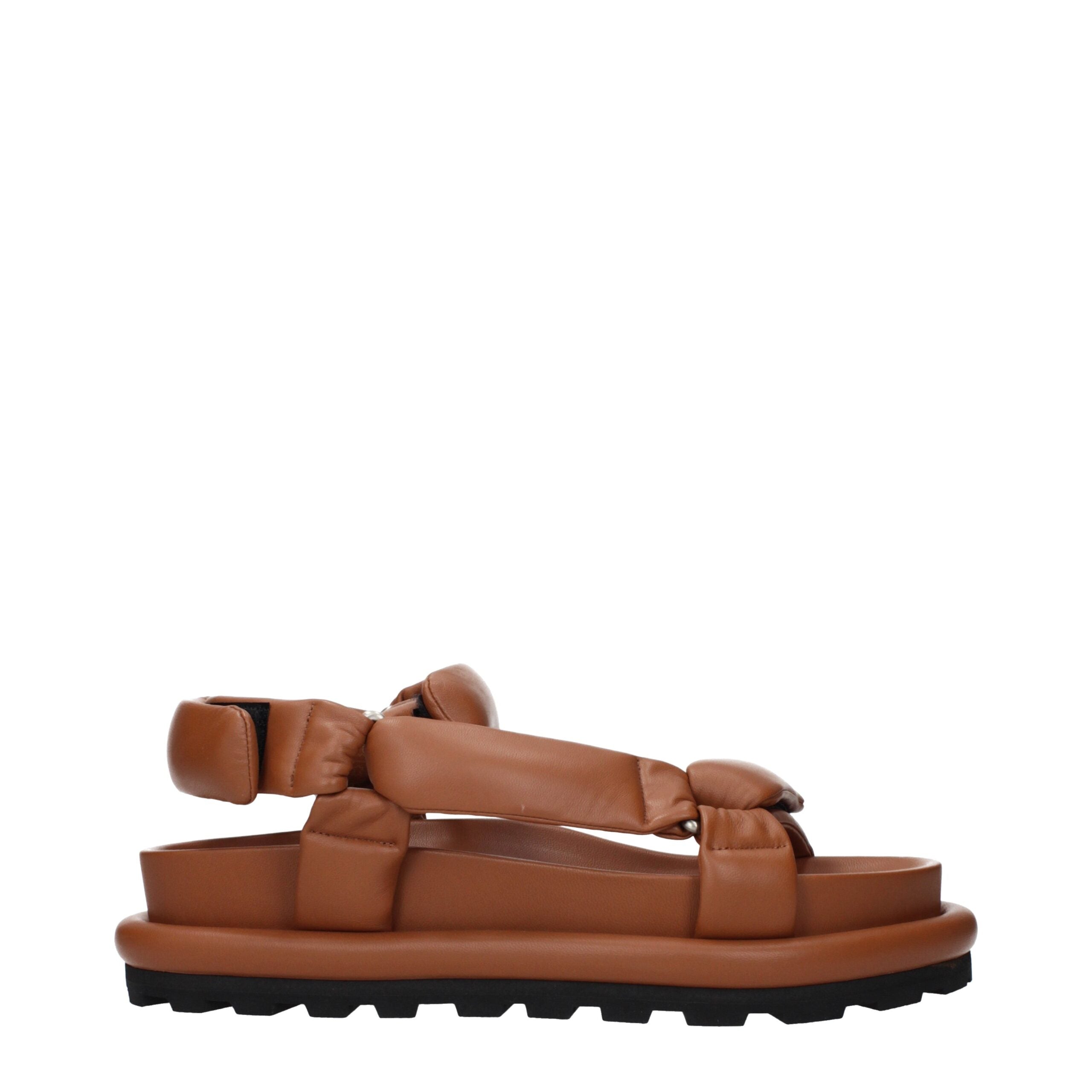 Jil Sander Brown Leather Strap-On Sandals