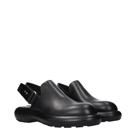 Jil Sander Black Leather Clogs